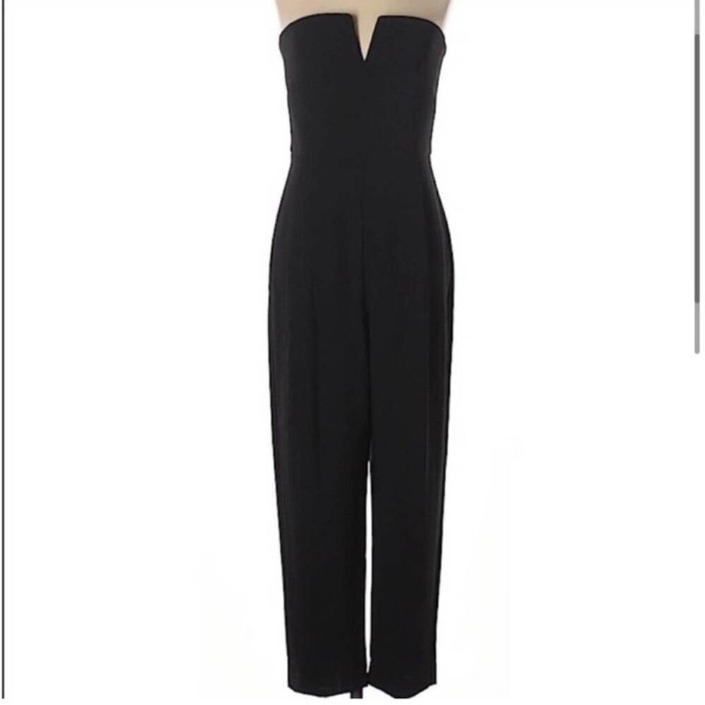 Topshop Black Strapless Full-Length Jumpsuit